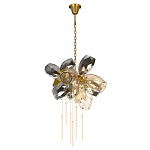 Люстра подвесная со стеклянными плафонами из дымчатого и золотистого с шестью вертикальными подвесками Gilded Mirage  варинант исполнения - 2 | Loft Concept в Воронеже