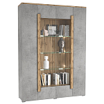 Шкаф-витрина с фасадом серого цвета 4-х дверная Grace of Furniture варинант исполнения - 1 | Loft Concept в Воронеже