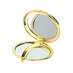 Зеркало карманное складное круглое из натурального камня Малахит с Хризоколлой в подарочной упаковке Gold Stone Mirrors варинант исполнения - 3 | Loft Concept в Воронеже