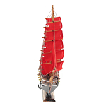 Декоративная модель деревянного парусника с красными парусами в подарочной упаковке With The low варинант исполнения - 2 | Loft Concept в Воронеже