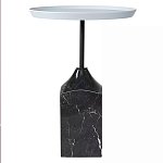 Кофейный столик с круглой столешницей и мраморным основанием Steel Reliability варинант исполнения - 1 | Loft Concept в Воронеже