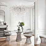 Люстра подвесная с прозрачными стеклянными подвесками в форме капель Диаметр 100 см Droplet Chandelier варинант исполнения - 21 | Loft Concept в Воронеже