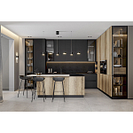 Черный матовый кухонный гарнитур с фасадом под дерево Axelle Kitchen Set варинант исполнения - 3 | Loft Concept в Воронеже