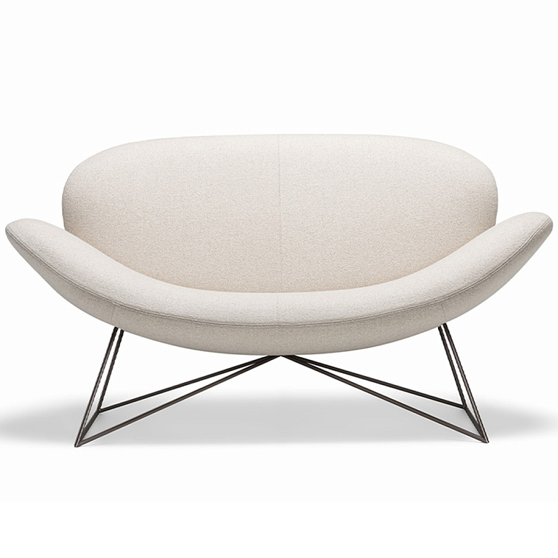Дизайнерский двухместный диван Gio Ponti D.157.6 - DUE FOGLIE Sofa Молочный Черный Дизайнерский двухместный диван Gio Ponti D.157.6 - DUE FOGLIE Sofa Молочный Черный в Воронеже | Loft Concept