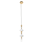 Подвесной светильник с белыми фигурными стеклянными элементами и бронзовыми вставками Высота 100 см Gabriel Scott Luna варинант исполнения - 4 | Loft Concept в Воронеже