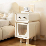 Тумбочка прикроватная с ящиком и стеклянной дверцей Робот Robot Bedside варинант исполнения - 2 | Loft Concept в Воронеже