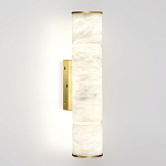 Бра с цилиндрическим плафоном из белого алебастра на прямоугольном основании Латунь Cryptocrystalline Stone варинант исполнения - 1 | Loft Concept в Воронеже