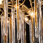 Люстра подвесная золотого цвета с разветвленными ветвями и прозрачными стеклянными подвесками Droplet Chandelier варинант исполнения - 5 | Loft Concept в Воронеже