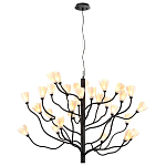 Люстра подвесная черного цвета с ветвями и белыми фарфоровыми цветами Floralis варинант исполнения - 11 | Loft Concept в Воронеже