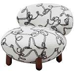 Кресло без подлокотников на деревянных ножках белое с вышивкой Sharp Armchair варинант исполнения - 1 | Loft Concept в Воронеже