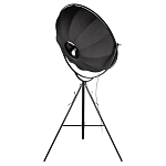 Торшер в виде прожектора с круглым тканевым абажуром на треноге черного цвета Radiance Éclat варинант исполнения - 4 | Loft Concept в Воронеже