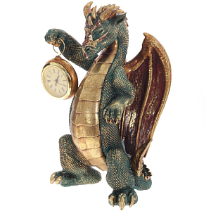 Часы в виде дракона Green Dragon Gold Mask with Clock