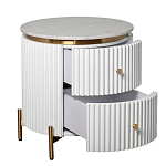 Тумбочка белая круглая с мраморной столешницей Thoroughbass варинант исполнения - 5 | Loft Concept в Воронеже