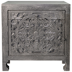 Деревянная тумба с резными ящиком и дверцей Azure Grey Wooden Nightstand варинант исполнения - 1 | Loft Concept в Воронеже
