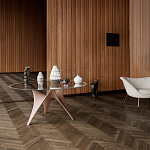 Дизайнерский круглый обеденный стол стеклянный с фигурным подстольем из цемента ARC Dining Table варинант исполнения - 2 | Loft Concept в Воронеже