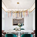 Люстра на подвесе с каркасом из металла и цветными подвесками из стекла Droplet Chandelier варинант исполнения - 4 | Loft Concept в Воронеже