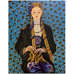 Панно ручная вышивка бисером Портрет девушки в голубых тонах варинант исполнения - 1 | Loft Concept в Воронеже