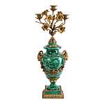 Подсвечник из фарфора с бронзовыми цветочными элементами Malachite Candlestick варинант исполнения - 1 | Loft Concept в Воронеже
