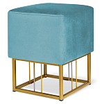 Пуф квадратный голубой велюр на золотом металлическом основании Celeste Blue варинант исполнения - 1 | Loft Concept в Воронеже