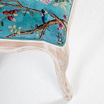 Банкетка из массива бука с цветочным принтом Turquoise Beige Chinoiserie Garden Banquette варинант исполнения - 3 | Loft Concept в Воронеже