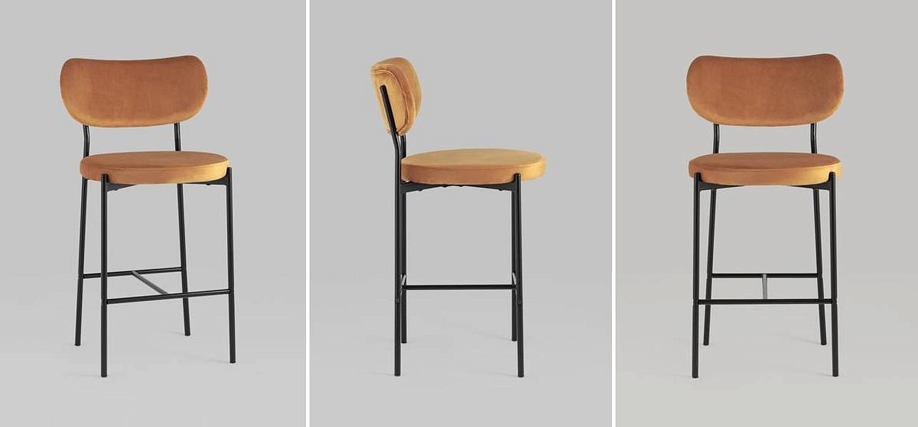 Барный Стул Alfie Chair Черные ножки Терракотовый Велюр Барный Стул Alfie Chair Черные ножки Терракотовый Велюр - Loft-Concept в Воронеже
