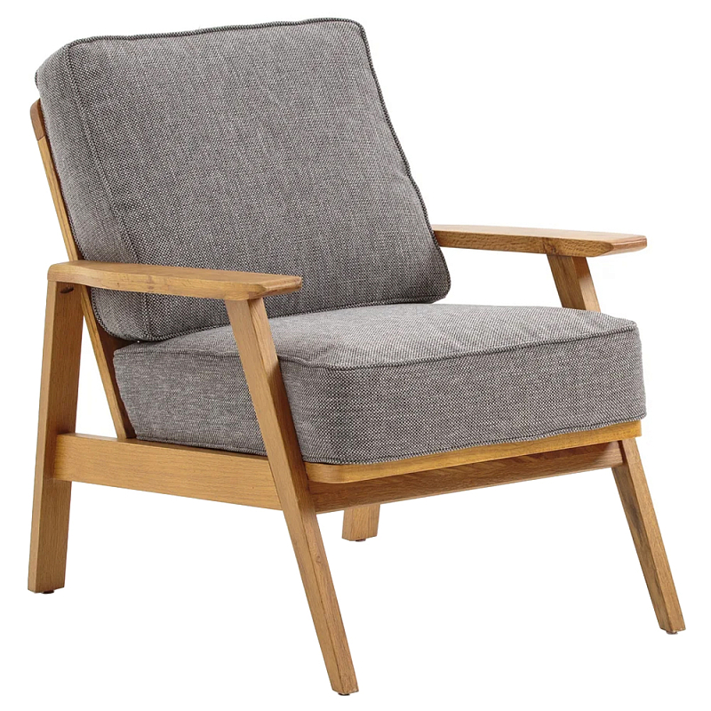Кресло с каркасом из массива дуба Deniaud Oak Grey Armchair Светлый дуб Серый Кресло с каркасом из массива дуба Deniaud Oak Grey Armchair Светлый дуб Серый в Воронеже | Loft Concept
