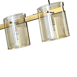 Подвесной светильник светодиодный с 5-ю цилиндрическими плафонами коньячного цвета из стекла и стали Andrea Сhandelier Сognac варинант исполнения - 1 | Loft Concept в Воронеже