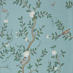 Обои ручная роспись Gustavian Garden Special Colourway on Duck Egg dyed silk варинант исполнения - 2 | Loft Concept в Воронеже