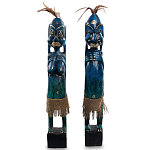 Комплект из 2-х деревянных статуэток Asmat Statuettes Dark Blue варинант исполнения - 4 | Loft Concept в Воронеже