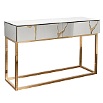 Консоль с ящиками зеркальная с золотым декором Gold Painted Mirror Console варинант исполнения - 1 | Loft Concept в Воронеже