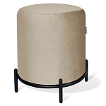 Банкетка круглая бежевый велюр на 4-х металлических ножках черного цвета SANJAY варинант исполнения - 1 | Loft Concept в Воронеже