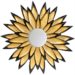 Зеркало-солнце в раме золотого и черного цвета Rays of Peace варинант исполнения - 1 | Loft Concept в Воронеже