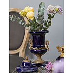 Ваза темно-синего цвета из фарфора с бронзовыми ручками в виде змей Высота 39 см Eden Garden porcelain and bronze варинант исполнения - 1 | Loft Concept в Воронеже