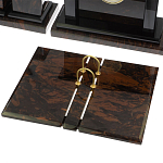 Настольный письменный набор с часами из природного камня обсидиана  Gift for Manager варинант исполнения - 3 | Loft Concept в Воронеже