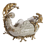 Чаша для фруктов из фарфора бронзовыми фигурками леопардов Eden Garden варинант исполнения - 2 | Loft Concept в Воронеже