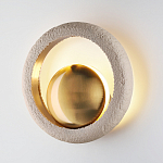 Бра с бежевым текстурным кольцом и латунным шаром в центре Tactile  варинант исполнения - 3 | Loft Concept в Воронеже