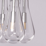 Люстра с 9-ю прозрачными плафонами из стекла в форме капли на прямоугольном потолочном основании цвета хром Lucid Rain  варинант исполнения - 8 | Loft Concept в Воронеже