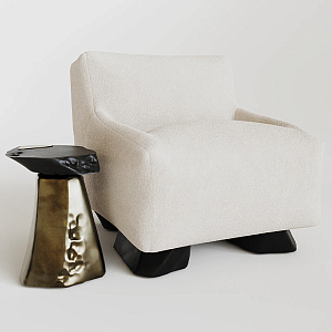 Кресло Cannes с мягкой обивкой букле молочного цвета 