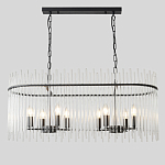 Люстра подвесная овальная со стеклянными прозрачными трубками и металлическим каркасом черного цвета Nembus варинант исполнения - 1 | Loft Concept в Воронеже