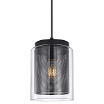 Подвесной светильник с сетчатым металлическим плафоном цилиндрической формы черный Metal Mesh варинант исполнения - 1 | Loft Concept в Воронеже