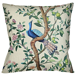 Подушка декоративная с изображением птицы в саду Beige Chinoiserie Blue Bird in the Garden Cushion варинант исполнения - 1 | Loft Concept в Воронеже