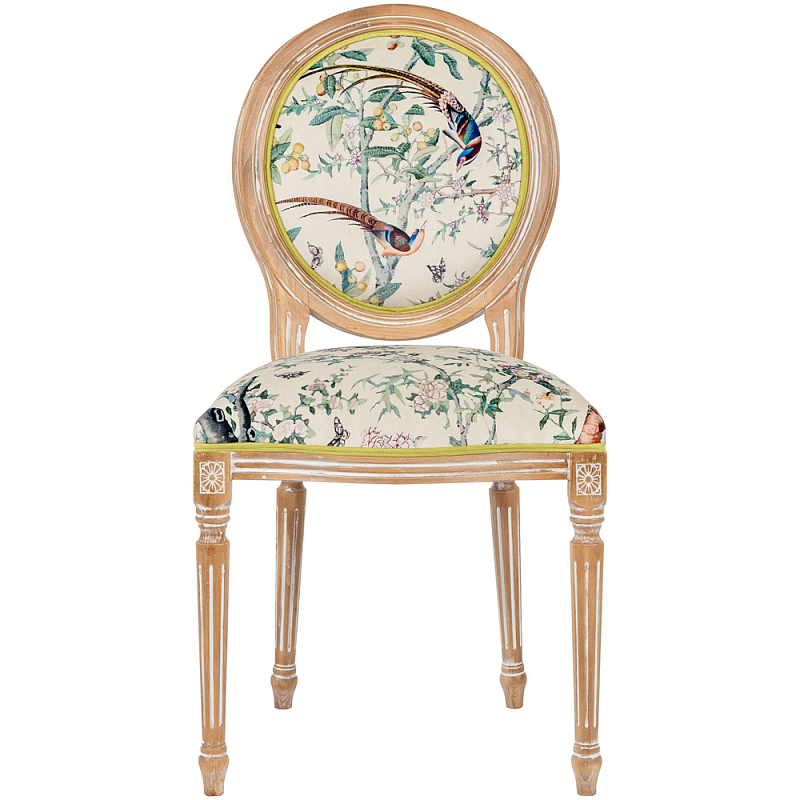 Стул из массива бука бежевый с изображением птиц и цветов Beige Green Chinoiserie Birds Garden Chair Бежевый Салатовый Мульти Стул из массива бука бежевый с изображением птиц и цветов Beige Green Chinoiserie Birds Garden Chair Бежевый Салатовый Мульти в Воронеже | Loft Concept