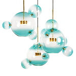 Люстра подвесная с прозрачными бирюзовыми стеклянными шарами и круглым основанием 3 лампы Giopato & Coombes варинант исполнения - 5 | Loft Concept в Воронеже