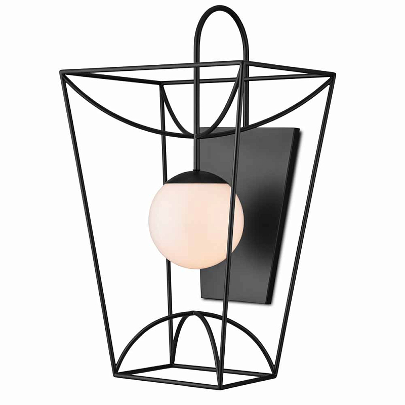 Бра настенное в виде фонаря Black Street Lamp Черный Белый Бра настенное в виде фонаря Black Street Lamp Черный Белый в Воронеже | Loft Concept