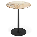 Стол журнальный круглый с бежевой столешницей из стекла Beige Marble варинант исполнения - 1 | Loft Concept в Воронеже