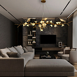 Люстра в виде золотой ветки с цветами и птичками Marvelous Garden варинант исполнения - 1 | Loft Concept в Воронеже