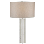 Настольная лампа мраморная с тканевым цилиндрическим абажуром Sharpened варинант исполнения - 3 | Loft Concept в Воронеже