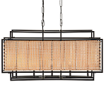 Люстра прямоугольной формы с чёрным каркасом и вставкой из плетеного материала Cage for Light варинант исполнения - 1 | Loft Concept в Воронеже