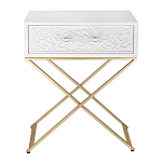 Приставной столик с выдвижным ящиком  White Table Carved Pattern варинант исполнения - 4 | Loft Concept в Воронеже