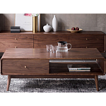 Кофейный стол из дерева с ящиком и нишей для хранения Coffee Walnut Table варинант исполнения - 1 | Loft Concept в Воронеже